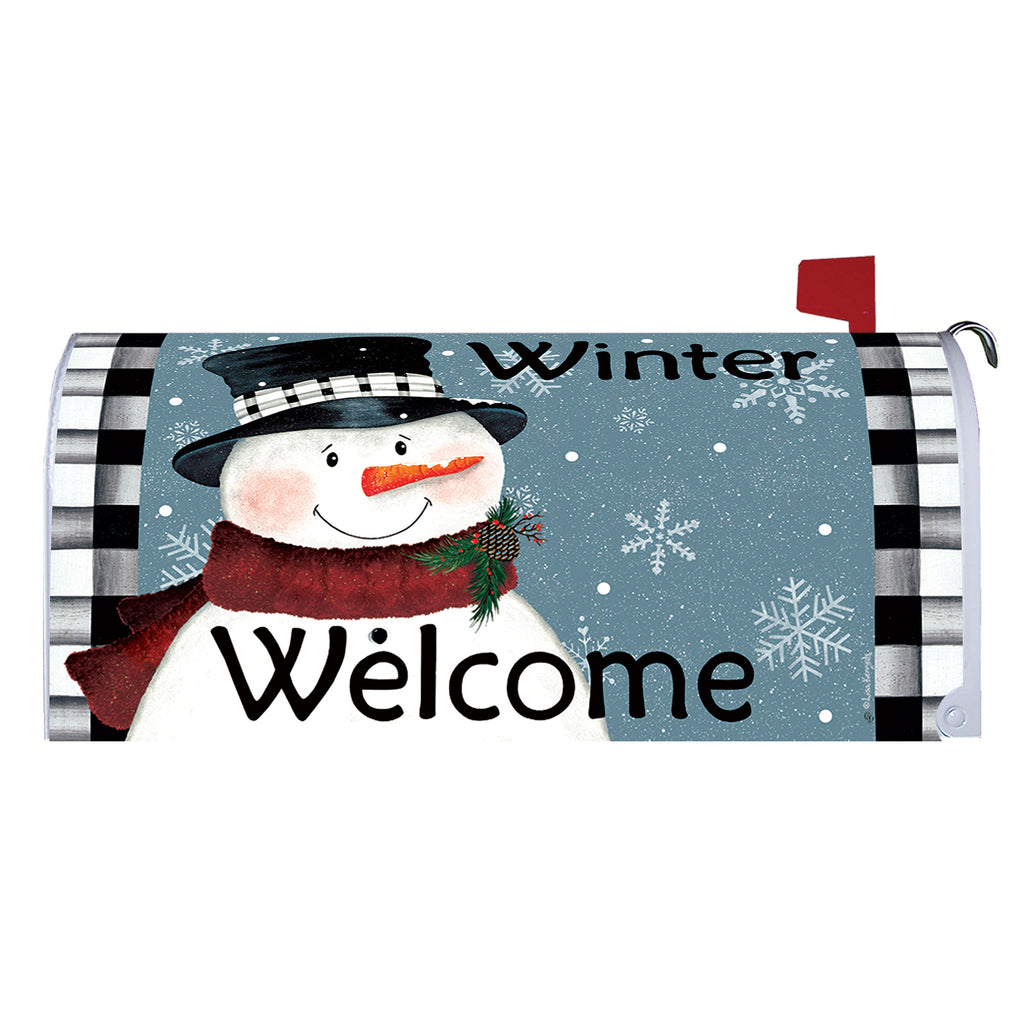 Black & White Snowman Mailbox Cover