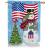 Patriotic Snowman House Flag