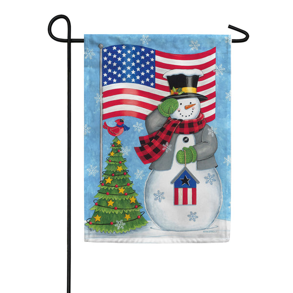 Patriotic Snowman Garden Flag