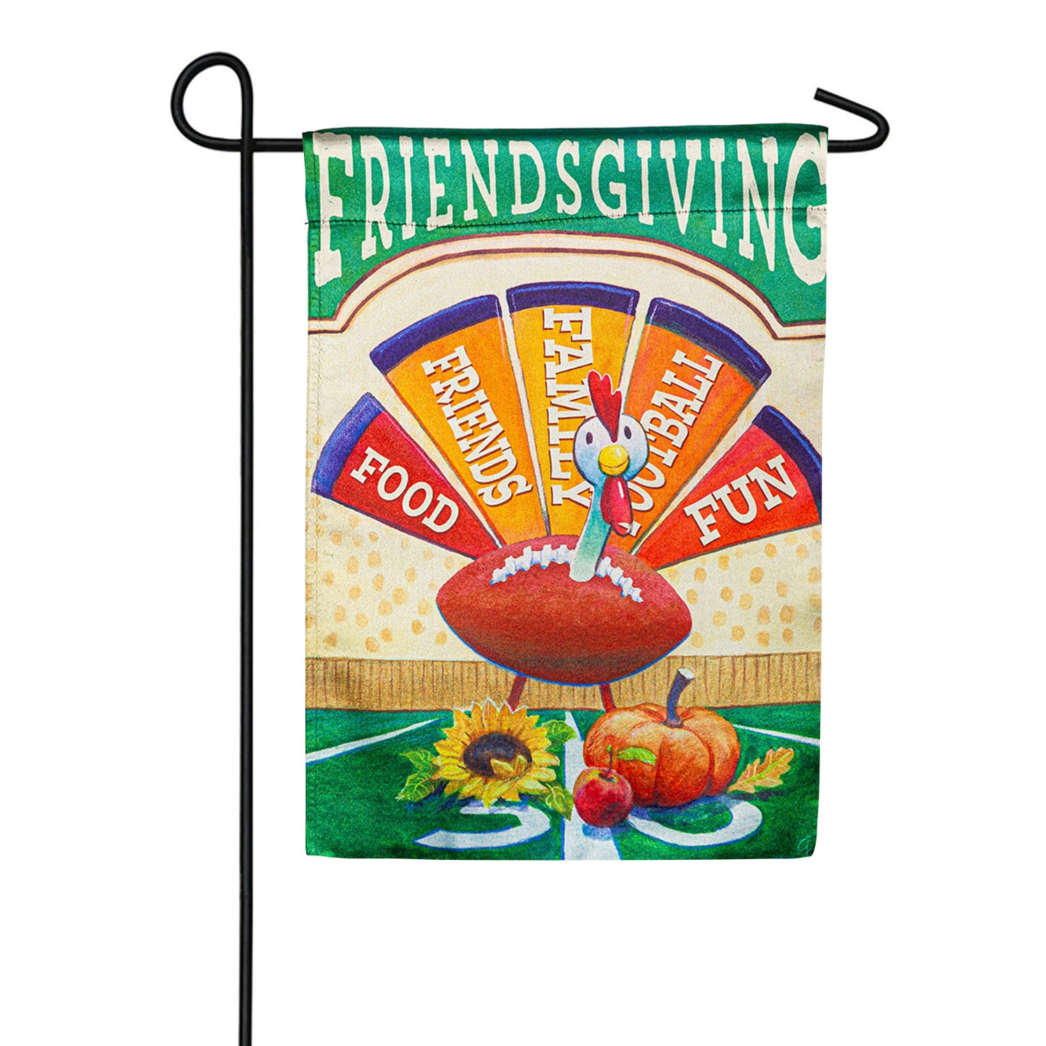 Evergreen Lustre Garden Flag - Friendsgiving Turkey