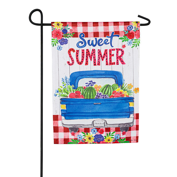 Evergreen Suede 2-Sided Garden Flag - Sweet Summer Truck