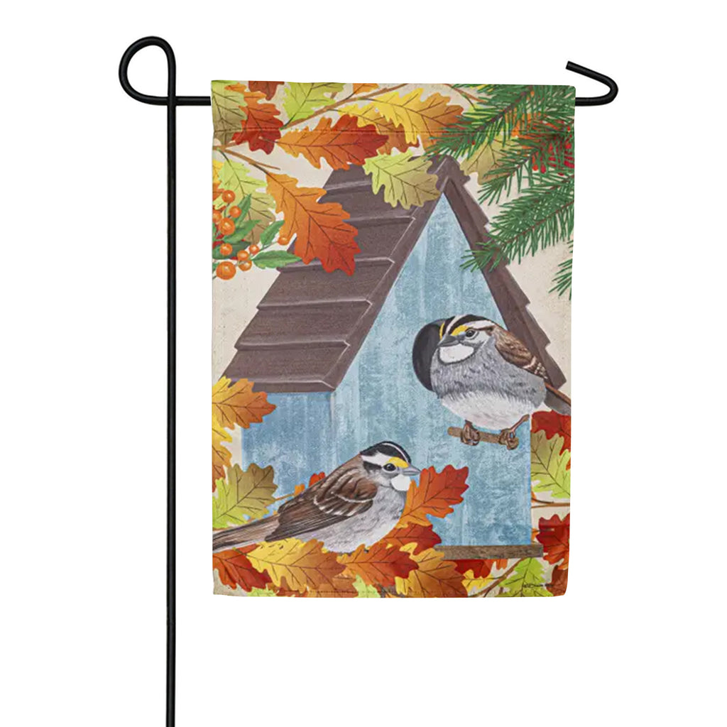 Evergreen Suede 2-Sided Garden Flag - Chickadee Duo Garden