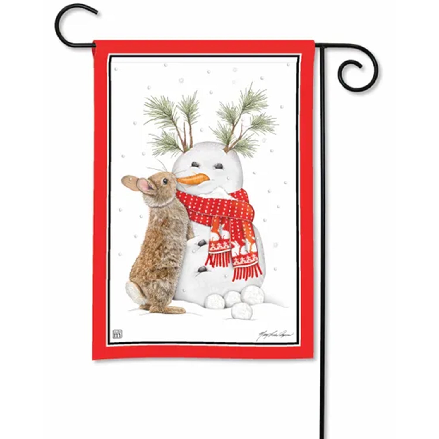 Magnet Works Garden Flag - Bunny's Snow Friend