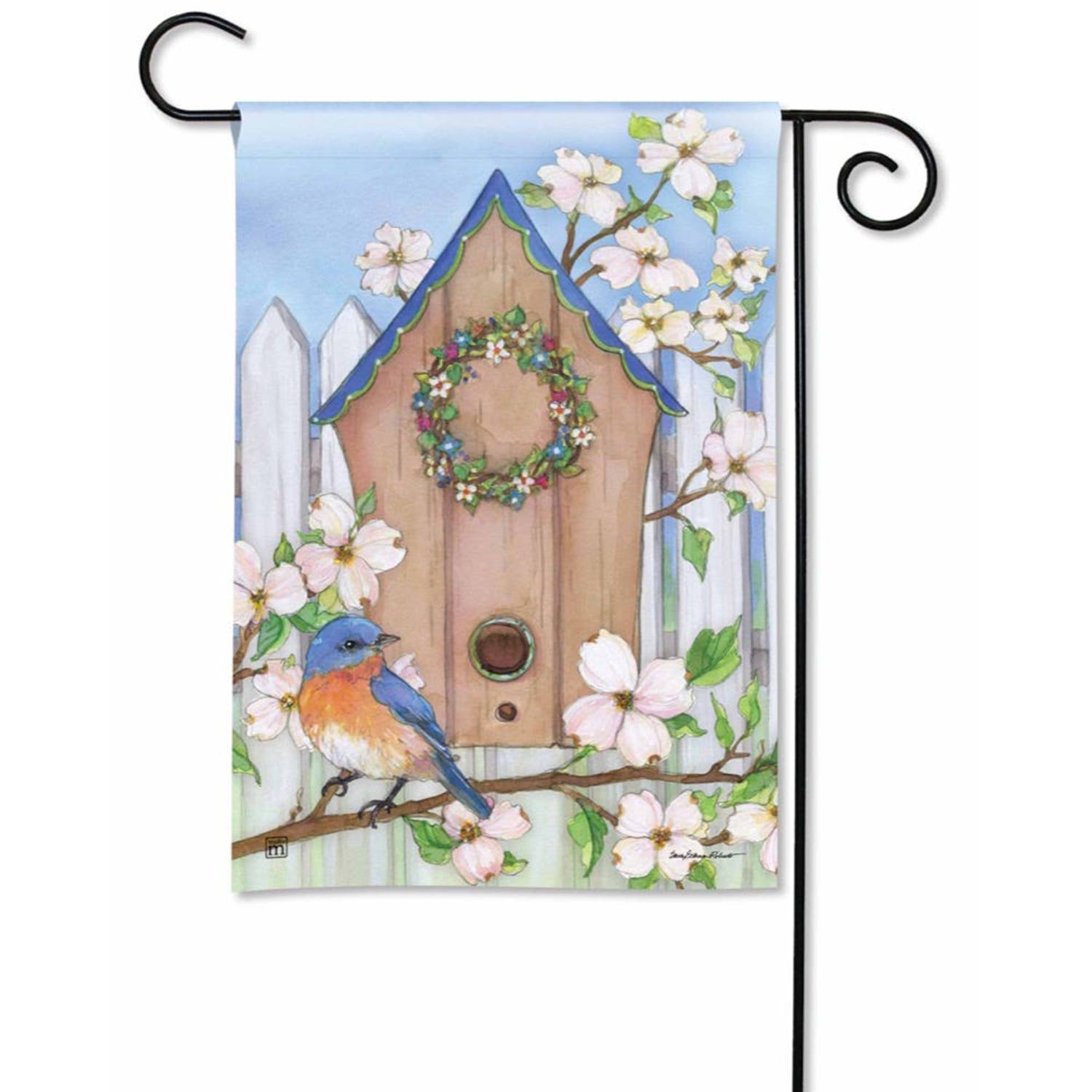 Dogwood Birdhouse Garden Flag